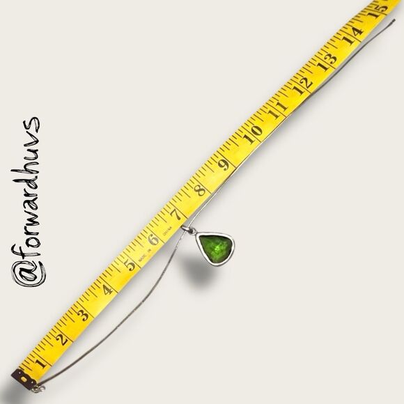 Sterling Silver 925 Omega Chain Necklace – Large Faceted Glass Pendant - Picture 6 of 9